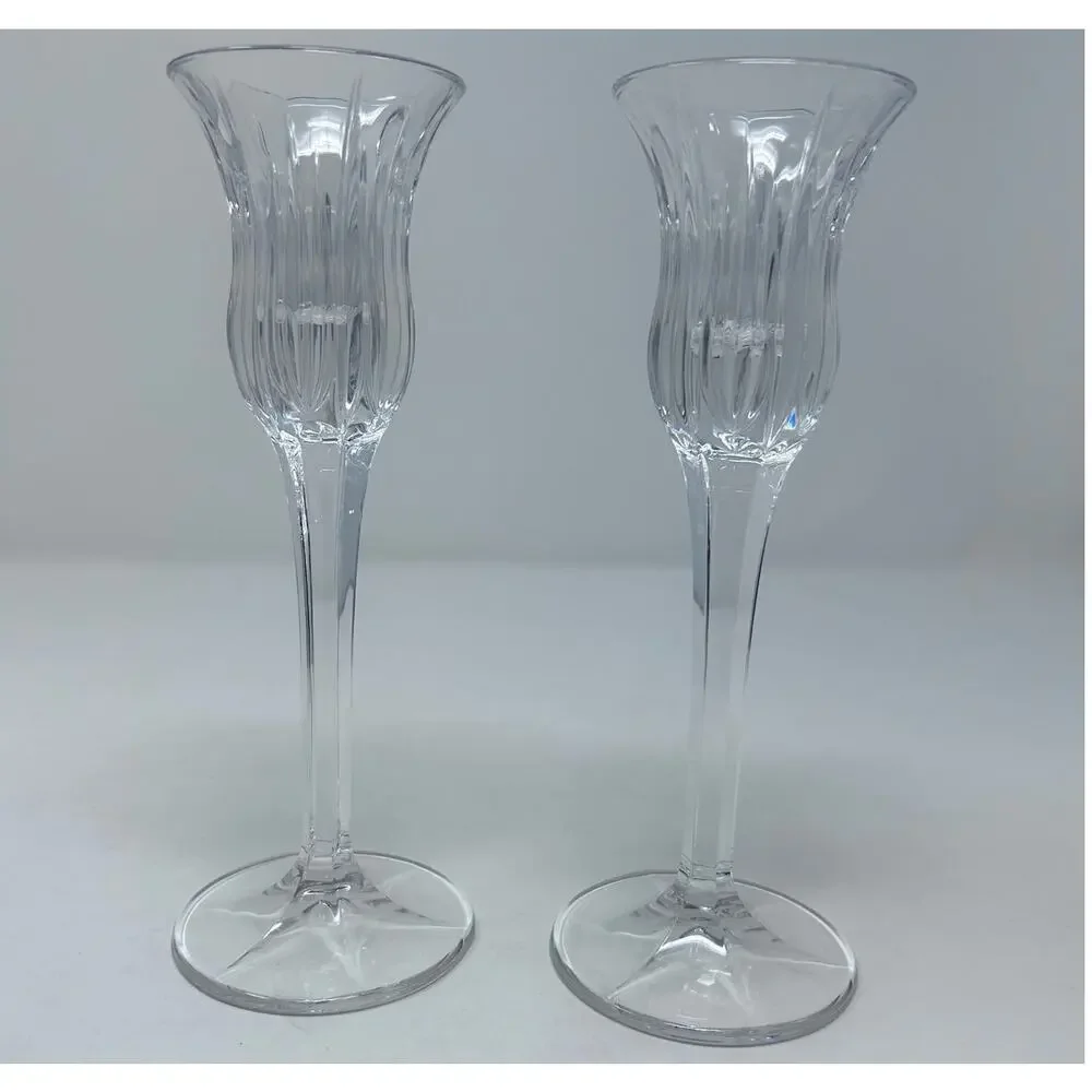 Mikasa Germany‎ Crystal Clear Ribbed Icicle Taper Candles Set of 2 8